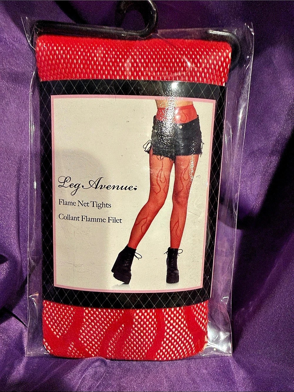 Leg Avenue Flame Net Tights Red & Black NWT
